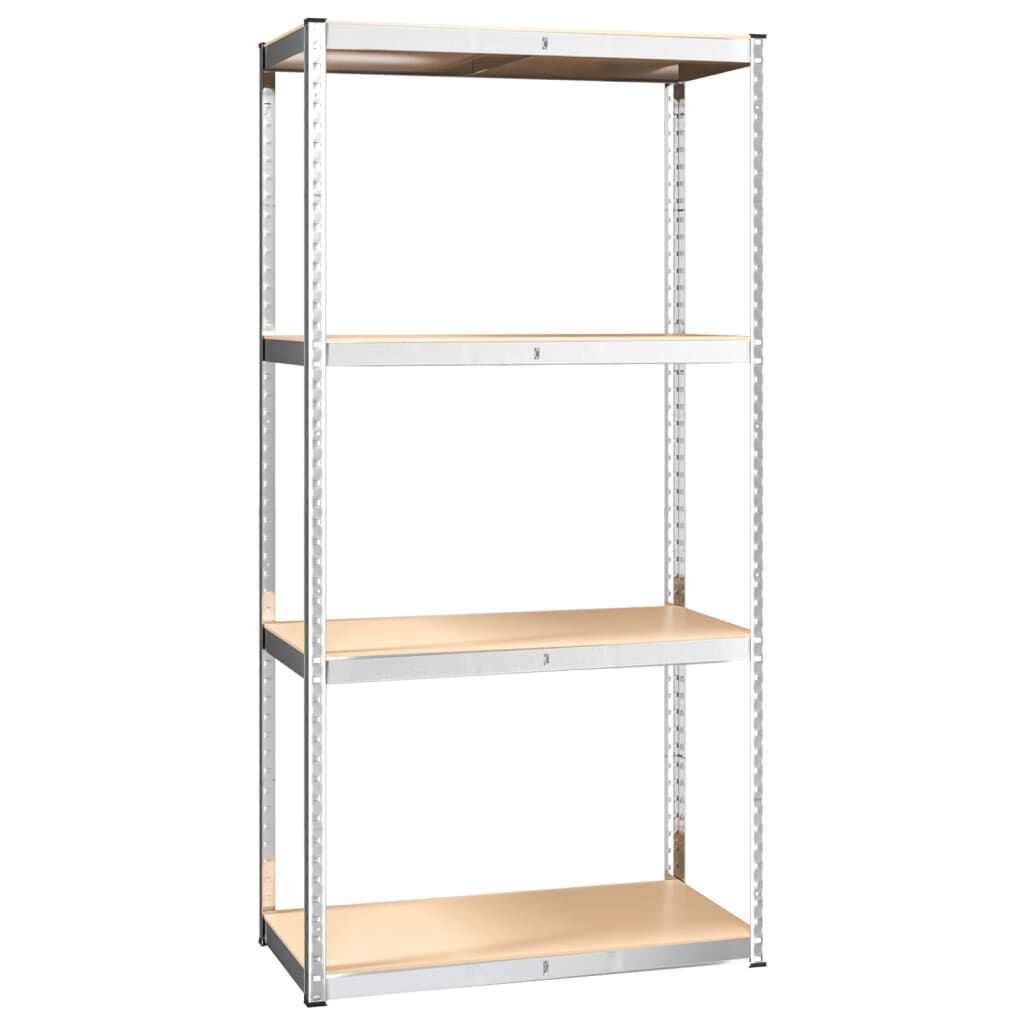 vidaXL 4-Layer Shelves 2 pcs Silver Steel&Engineered Wood