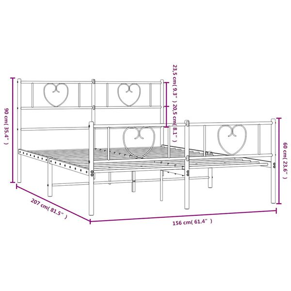 vidaXL Metal Bed Frame without Mattress with Footboard White 150x200cm