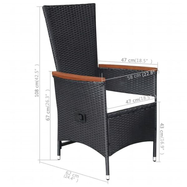 vidaXL 5 Piece Garden Dining Set Black