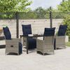 vidaXL Table and Chair Set with Cushion 5 pcs Grey PE Rattan