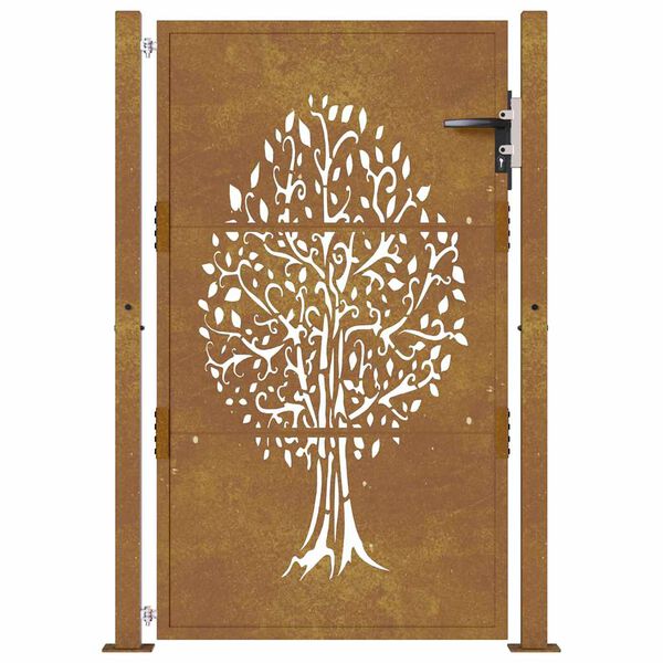 vidaXL Garden Gate 100x150 cm Corten Steel Tree Design