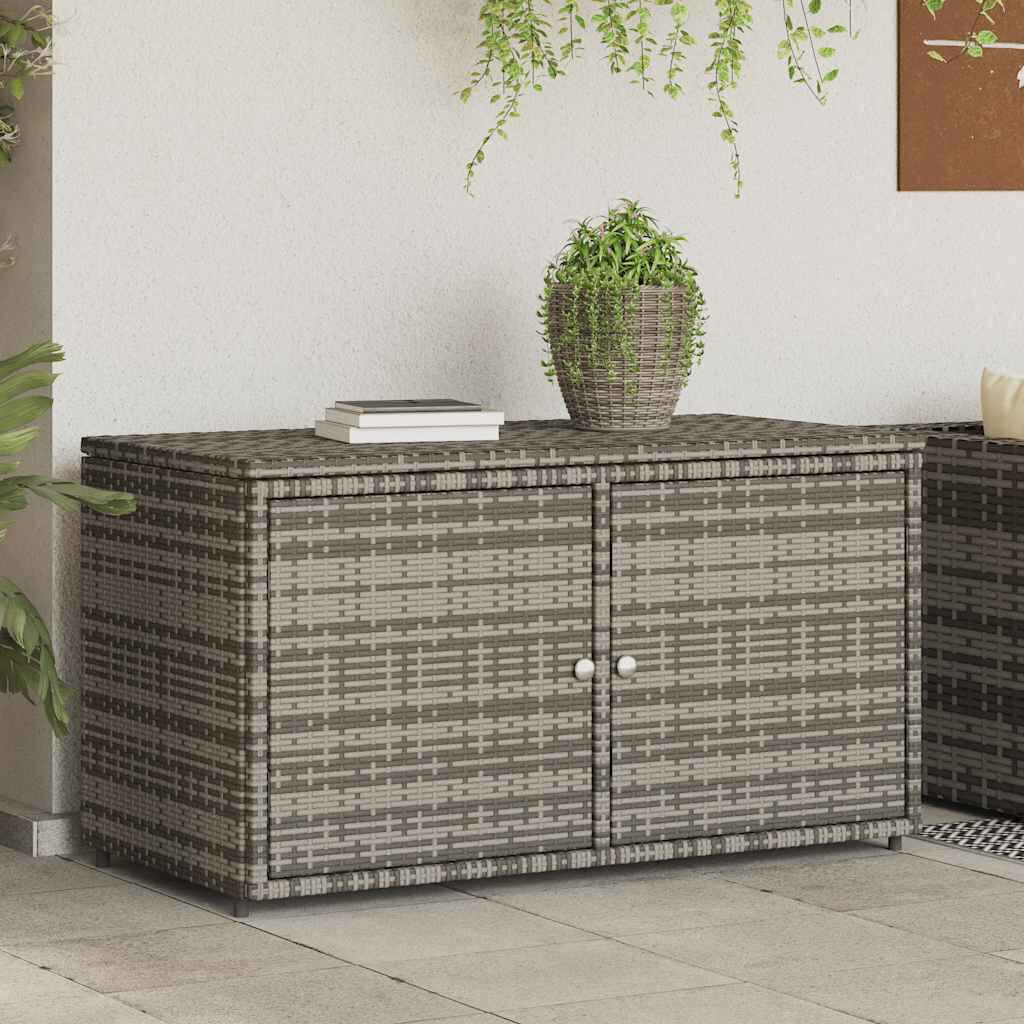 vidaXL Garden Storage Cabinet Grey 110x55x60.5 cm Poly Rattan