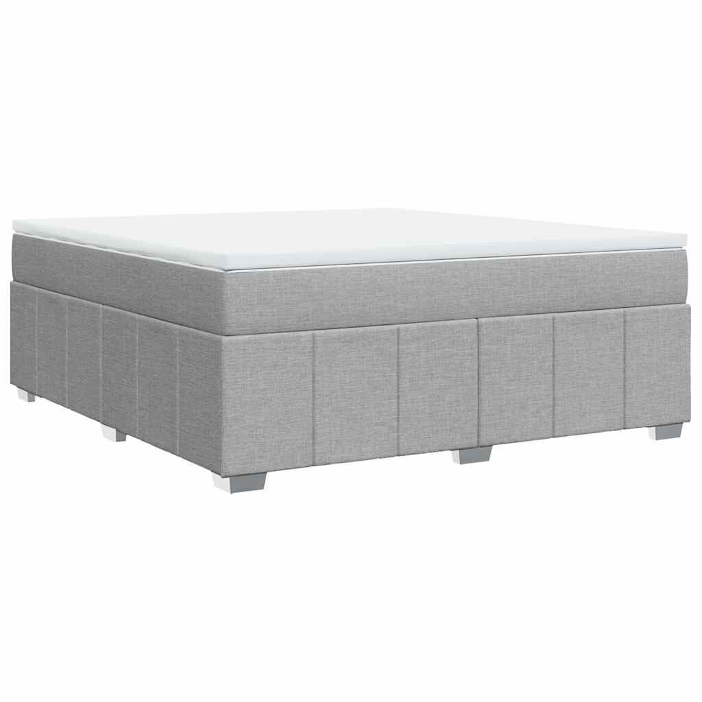 vidaXL Box Spring Bed with Mattress Light Grey California King Fabric