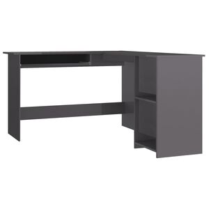 vidaXL L-Shaped Corner Desk High Gloss Grey 120x140x75 cm Engineered Wood