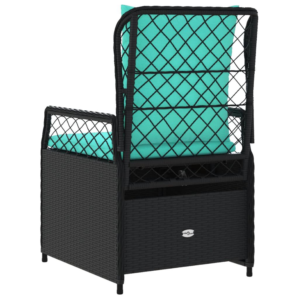 vidaXL Reclining Garden Chairs 2 pcs Black Poly Rattan