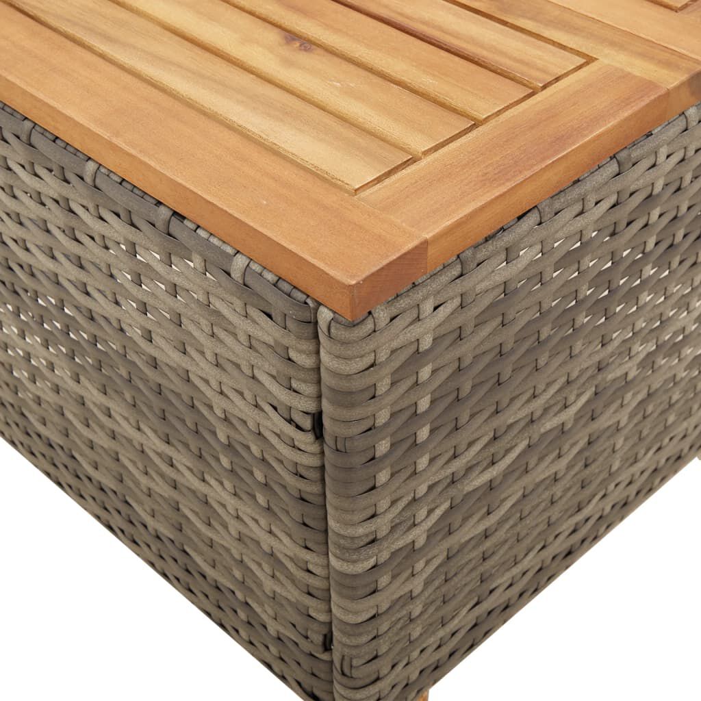 vidaXL 3 Piece Bistro Set with Cushions Grey Poly Rattan Acacia Wood