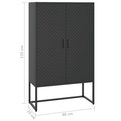 vidaXL Highboard Black 80x35x135 cm Steel