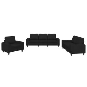 vidaXL 3 Piece Sofa Set Black Fabric
