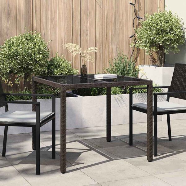 vidaXL Garden Dining Table Brown 90 x 90 x 75 cm Poly rattan