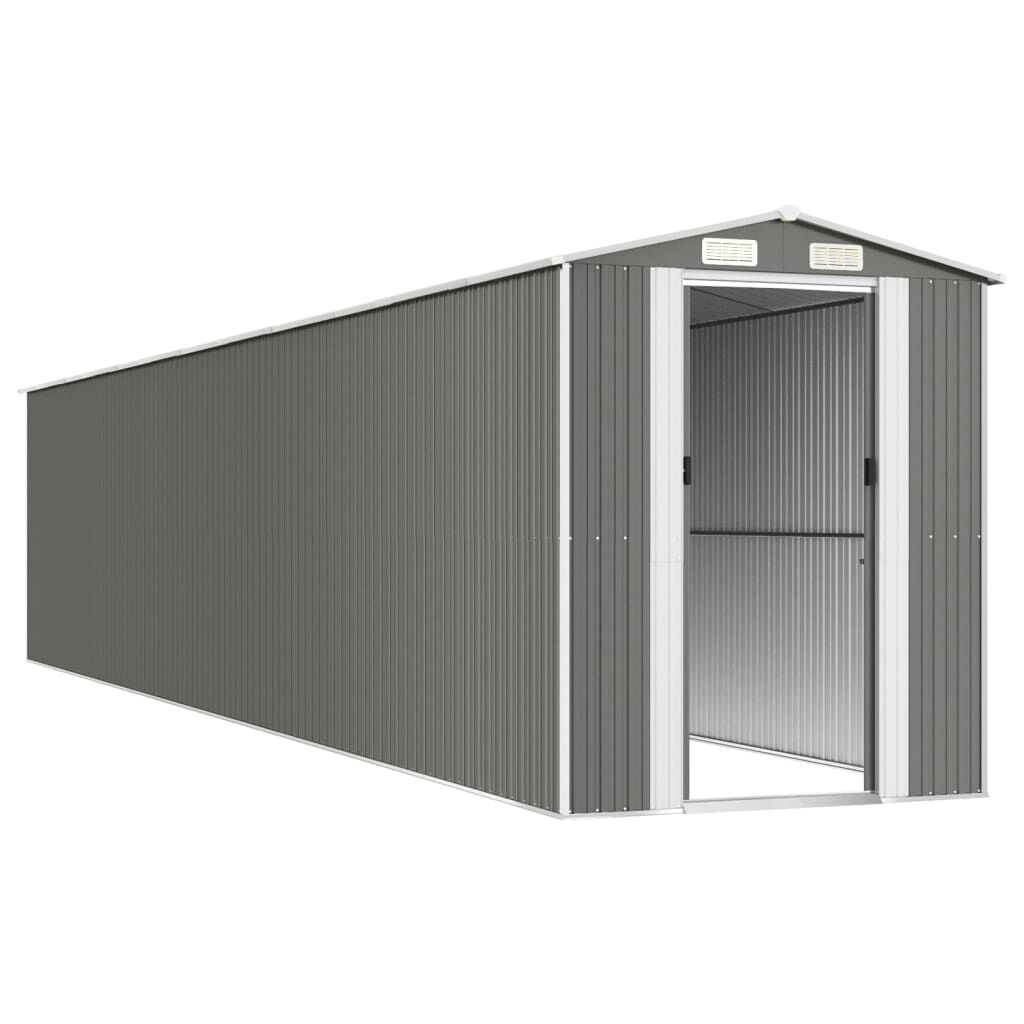 vidaXL Garden Shed Light Grey 192x1021x223 cm Galvanised Steel