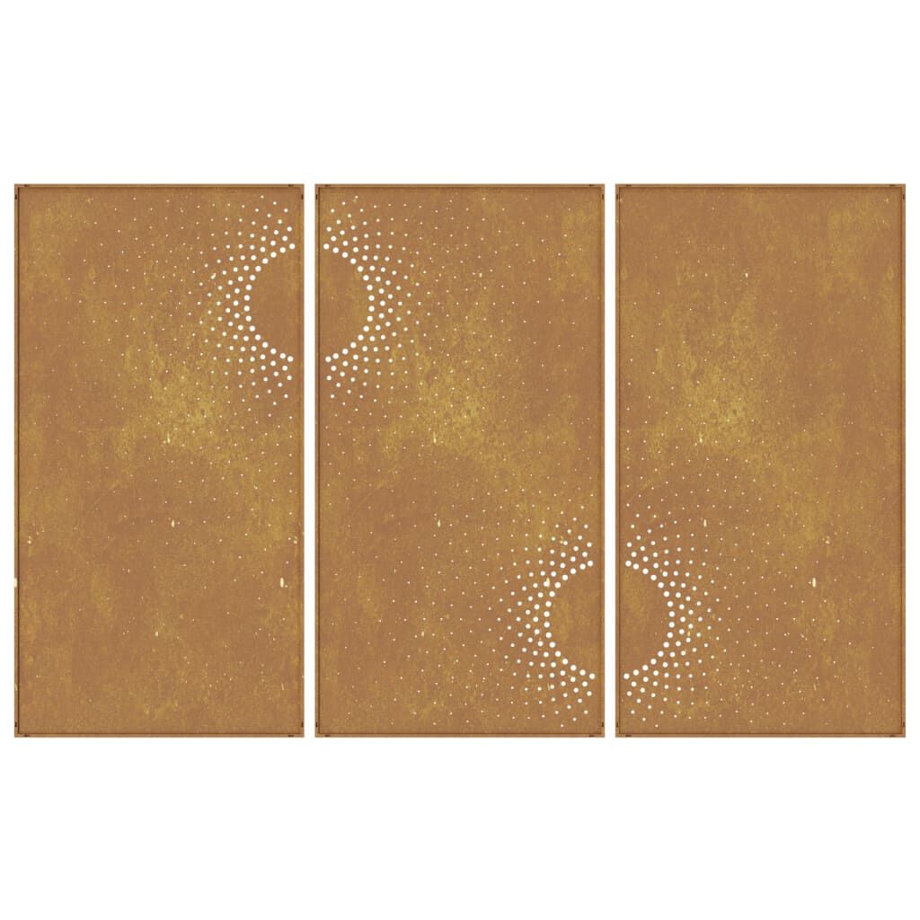 vidaXL Garden Wall Decorations 3 pcs 105x55 cm Corten Steel Sun Design