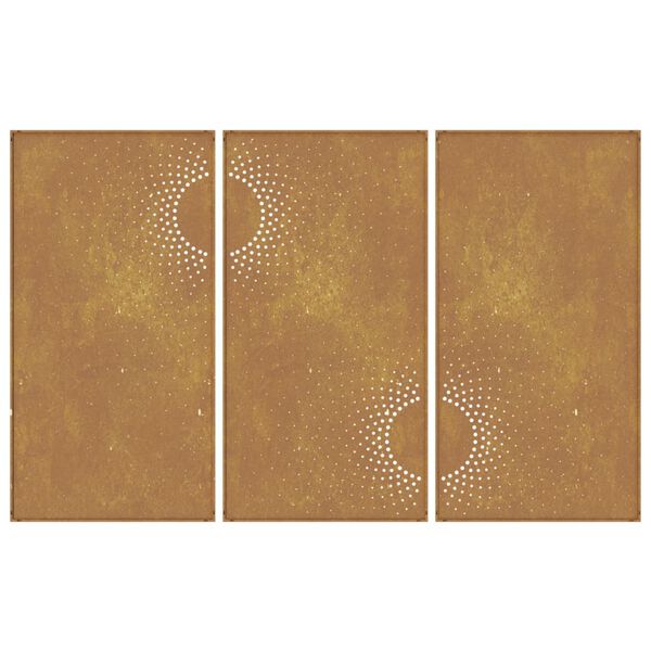vidaXL Garden Wall Decorations 3 pcs 105x55 cm Corten Steel Sun Design