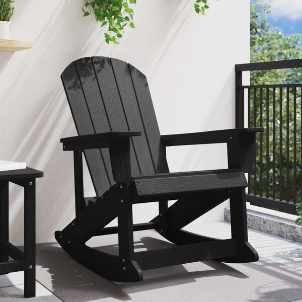 vidaXL Adirondack Rocking Chair Black 73.5x92x90 cm HDPE