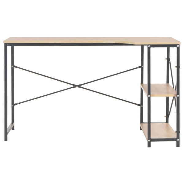 vidaXL Computer Desk Black and Oak 120x72x70 cm