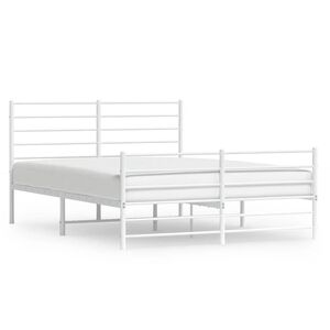 vidaXL Metal Bed Frame without Mattress with Footboard White 150x200cm