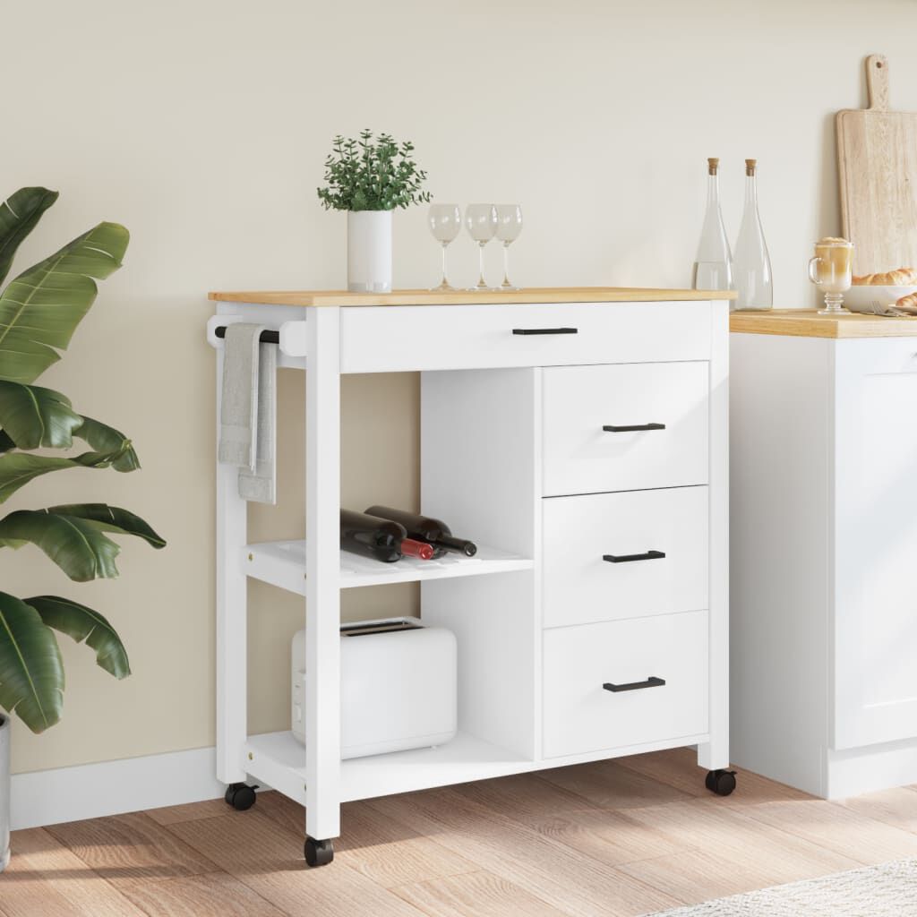 vidaXL Kitchen Trolley MONZA 84x40x90 cm Solid Wood Pine