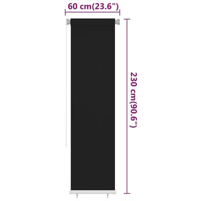 vidaXL Outdoor Roller Blind 60x230 cm Black HDPE