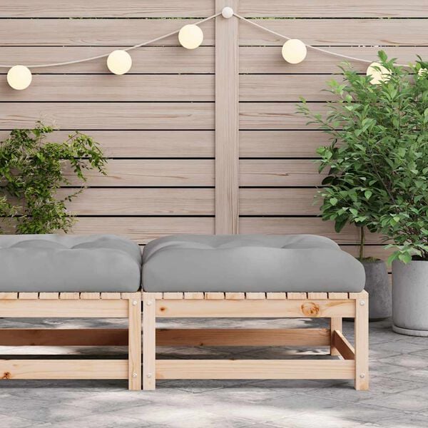 vidaXL Garden Footstool with Cushion Solid Wood Pine