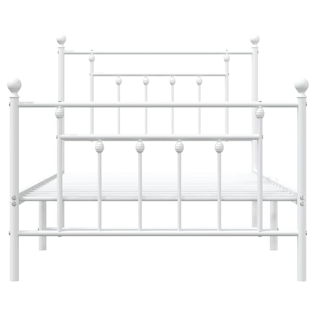 vidaXL Metal Bed Frame without Mattress with Footboard White 100x190cm