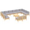 vidaXL 13 Piece Garden Lounge Set with Grey Cushions Solid Pinewood