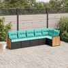 vidaXL 6 Piece Garden Sofa Set with Cushions Black Poly Rattan