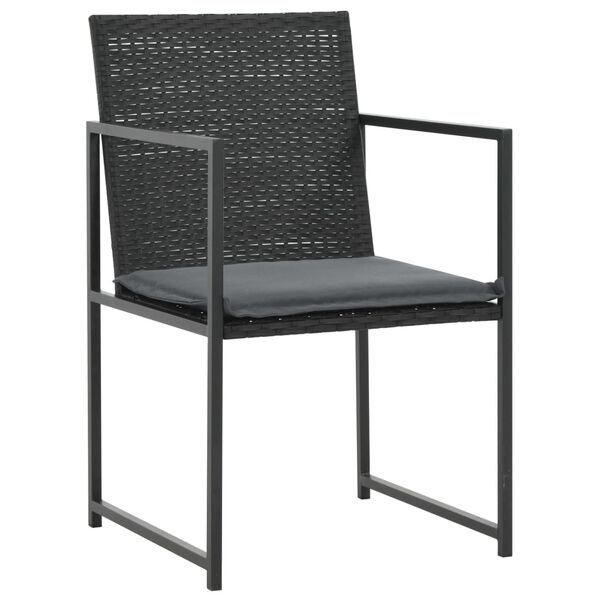 vidaXL 7 Piece Outdoor Dining Set with Cushions Poly Rattan Black