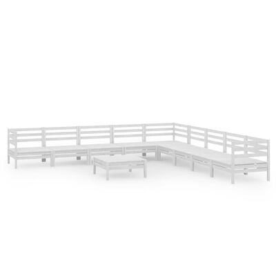 vidaXL 10 Piece Garden Lounge Set Solid Wood Pine White