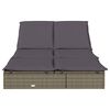 vidaXL 2-Person Sunbed with Cushions Grey Poly Rattan