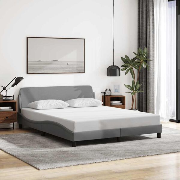 vidaXL Bed Frame "Dover" Light Grey 152x203 cm Queen Fabric