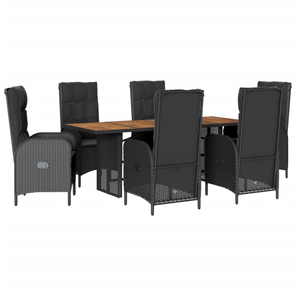 vidaXL 9 Piece Garden Dining Set with Cushions Black Poly Rattan