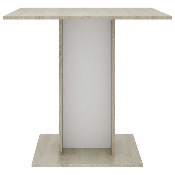 vidaXL Dining Table White and Sonoma Oak 80x80x75 cm Engineered Wood