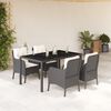 vidaXL 5 Piece Garden Dining Set with Cushions Black Poly Rattan