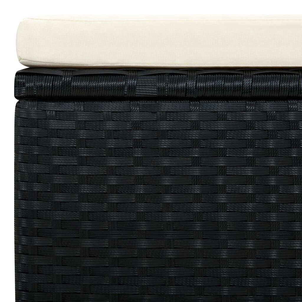 vidaXL Footstool Poly Rattan 53x53x30 cm Black