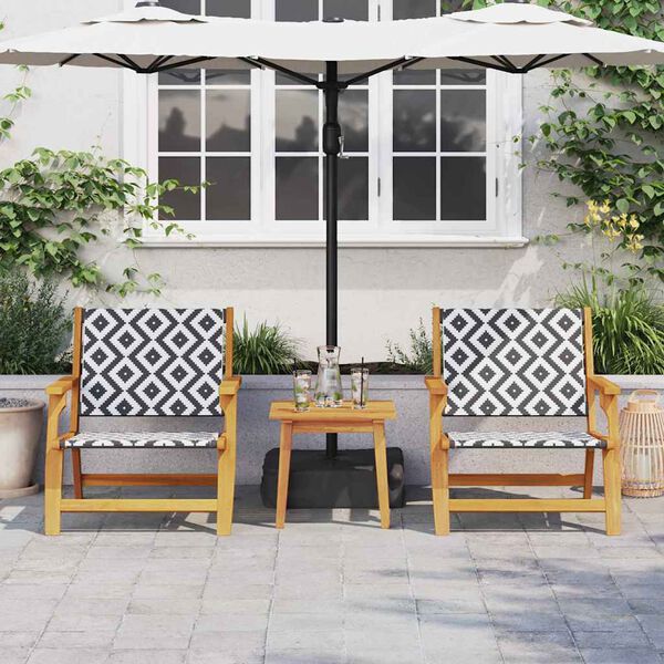 vidaXL Garden Chairs with Table 3 pcs Black and White