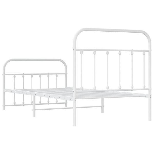 vidaXL Metal Bed Frame without Mattress with Footboard White 100x190cm