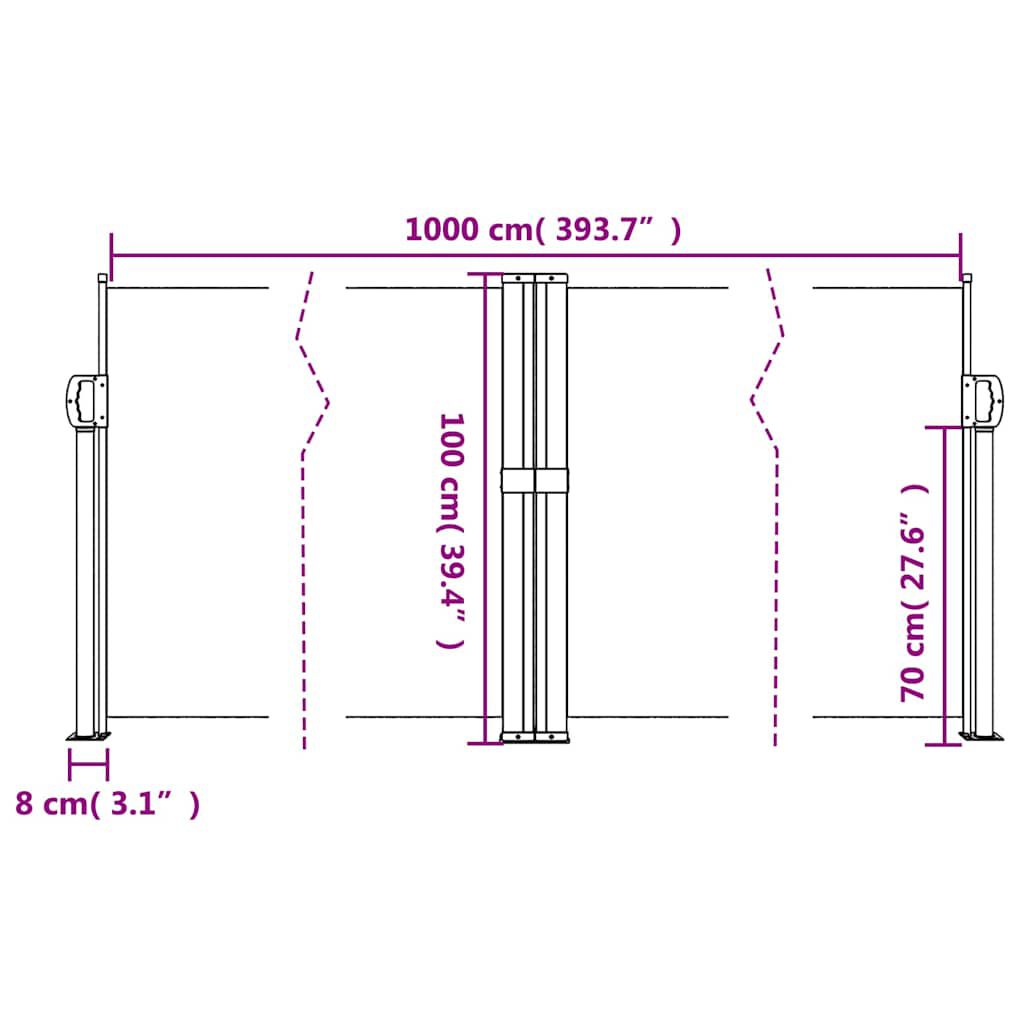 vidaXL Retractable Side Awning Anthracite 100x1000 cm