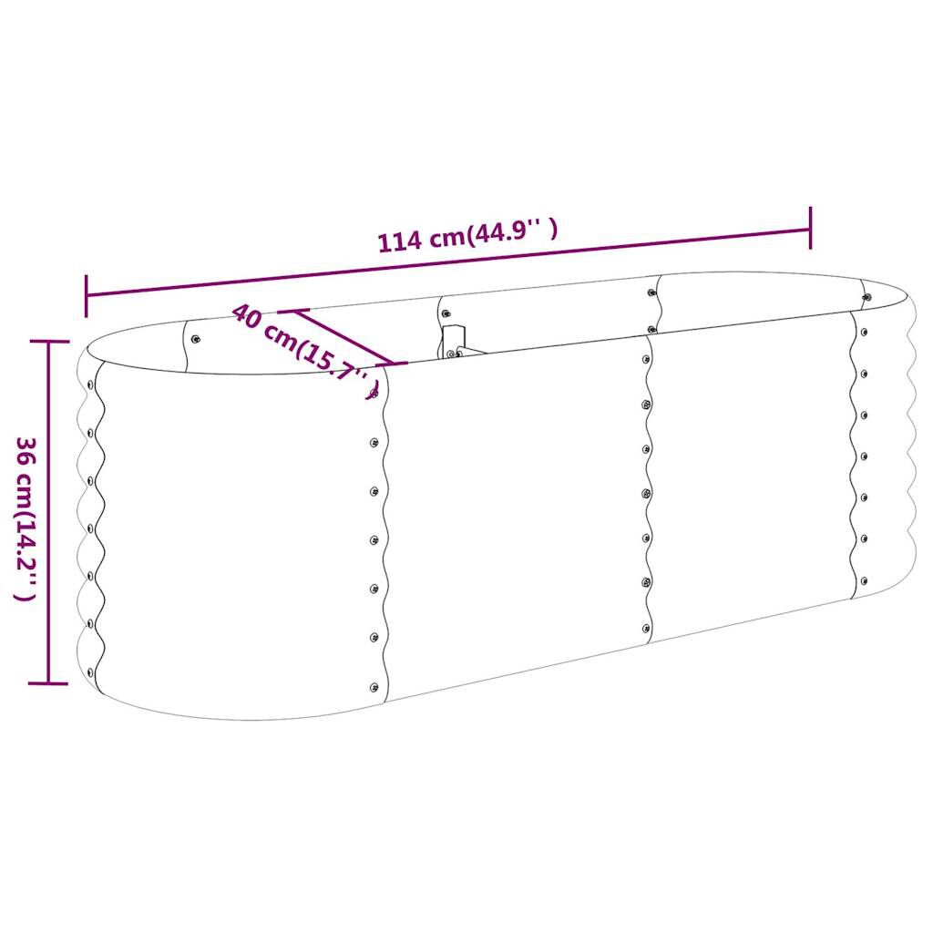 vidaXL Garden Raised Bed Powder-coated Steel 114x40x36 cm Anthracite