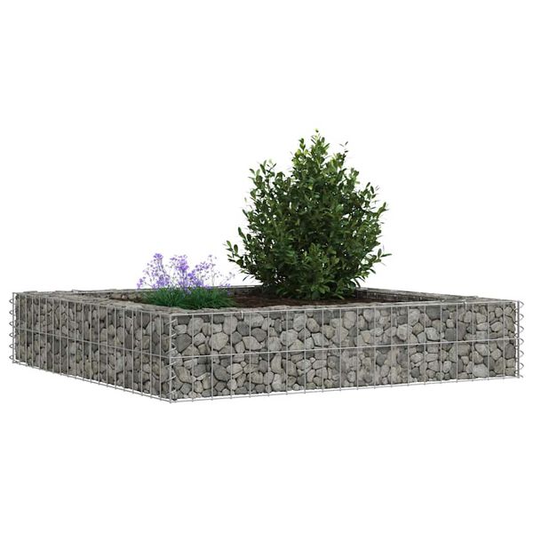 vidaXL Gabion Raised Bed Galvanised Steel 100x100x20 cm
