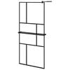 vidaXL Walk-in Shower Wall with Shelf Black 90x195 cm ESG Glass&Aluminium
