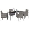 vidaXL Garden Dining Set with Cushion 5 pcs Grey Poly Rattan