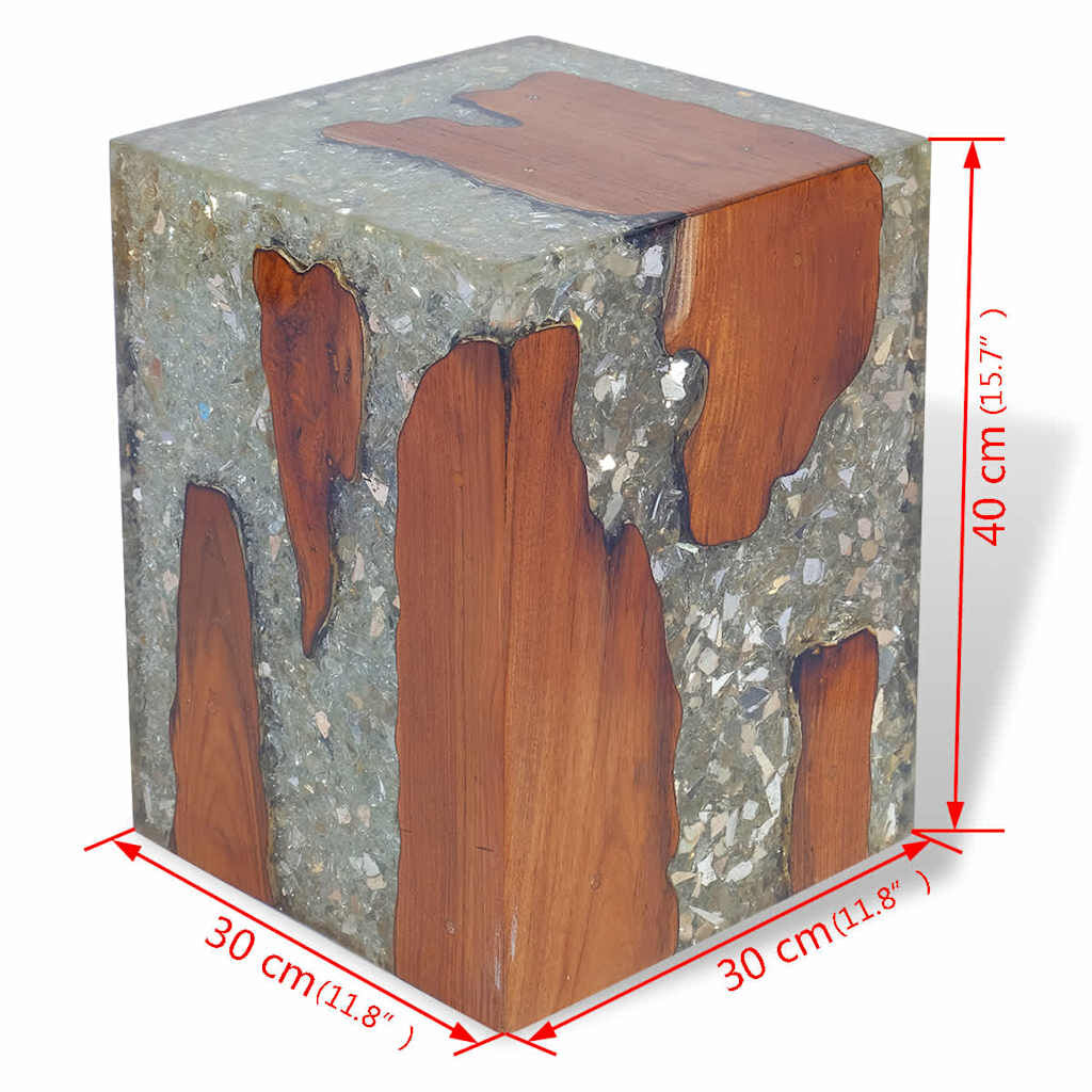 vidaXL Stool Solid Teak Wood and Resin