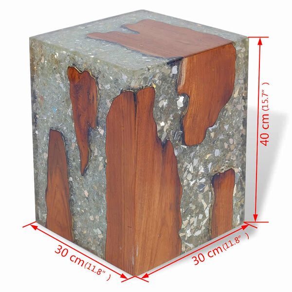 vidaXL Stool Solid Teak Wood and Resin