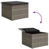 vidaXL Garden Stool with Cushion Grey 55x55x37 cm Poly Rattan