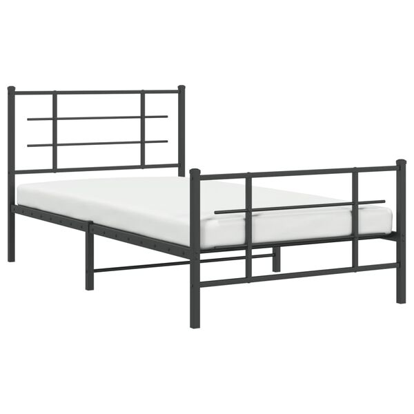 vidaXL Metal Bed Frame without Mattress with Footboard Black 100x200cm