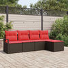 vidaXL Sofa Set with Cushion Brown Poly Rattan