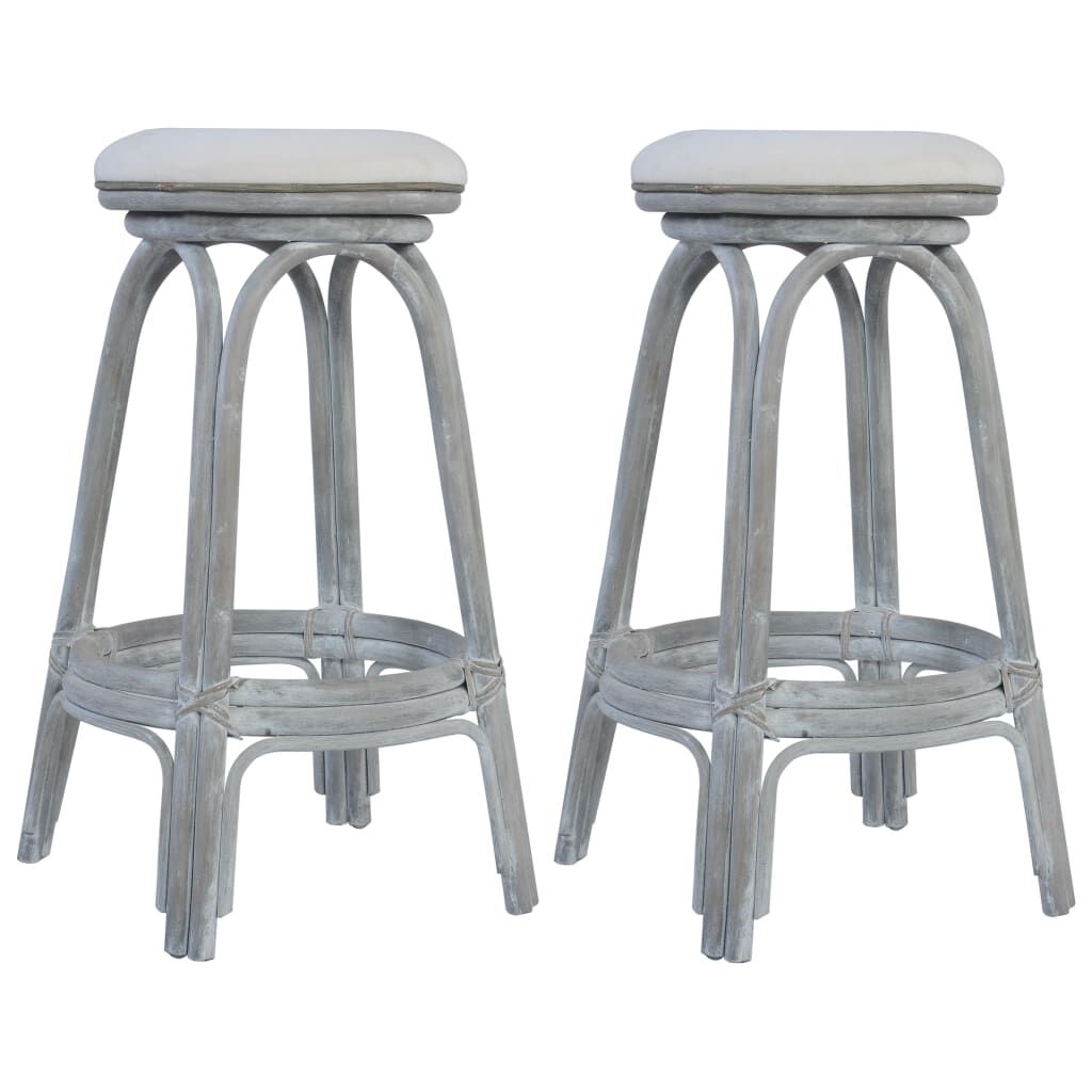 vidaXL Bar Stools 2 pcs Grey Rattan