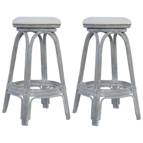 vidaXL Bar Stools 2 pcs Grey Rattan