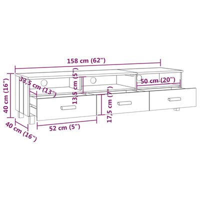 vidaXL TV Cabinet HAMAR White 158x40x40 cm Solid Wood Pine