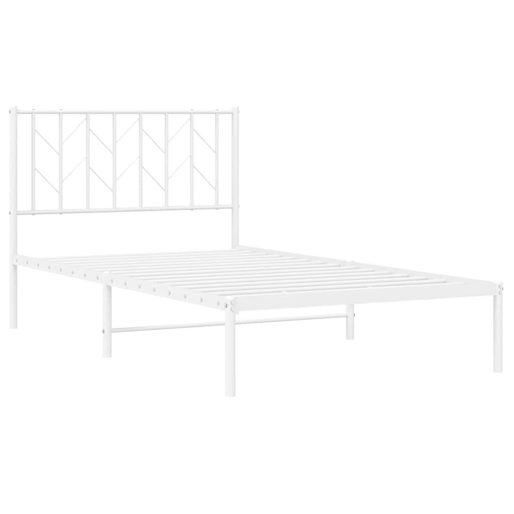 vidaXL Metal Bed Frame without Mattress with Headboard White 100x200cm