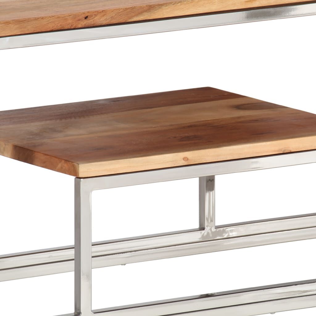 vidaXL Console Table Silver Stainless Steel and Solid Acacia Wood